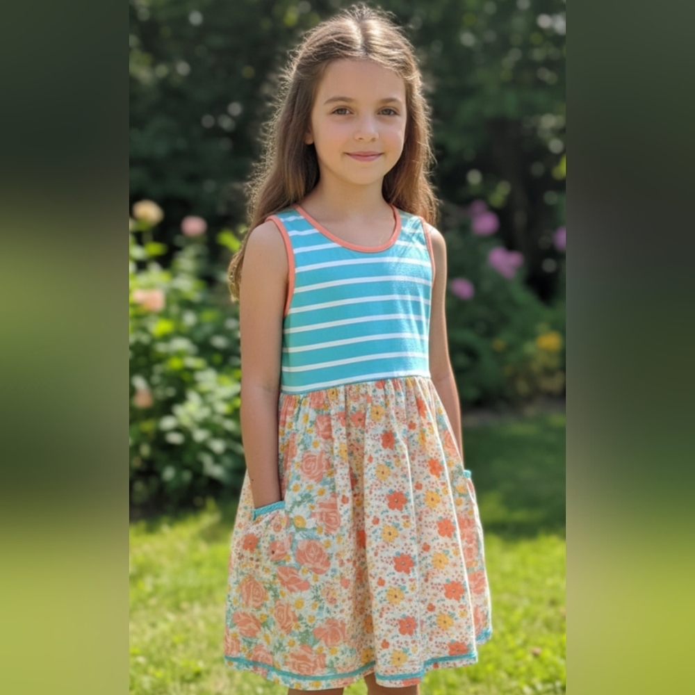 Matilda Jane Blue Striped and Floral Dress
